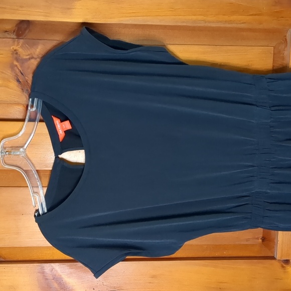 JOE FRESH* Size S elastic waist cap sleeve loop/button close 2pkt jumpsuit slate - Picture 4 of 8